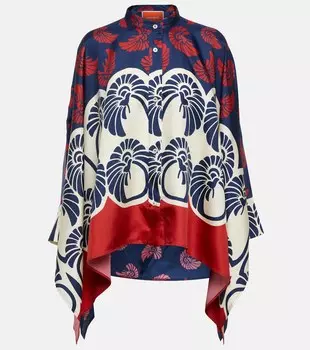 Шелковая рубашка с платочным принтом LA DOUBLEJ, разноцветный