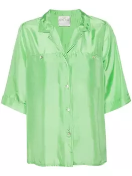 Шелковая рубашка с походным воротником Forte Forte, зеленая