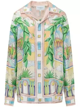 Шелковая рубашка с принтом Casablanca, розовый