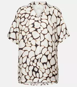 Шелковая рубашка с принтом Dries Van Noten, белый