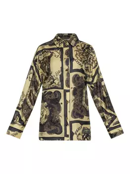 Шелковая рубашка с принтом GANNI, желтый