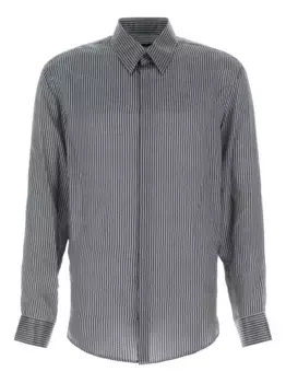 Шелковая рубашка с принтом GIORGIO ARMANI, черный