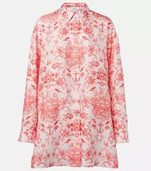 Шелковая рубашка с принтом McQueen, Pink - Red