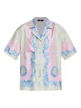 Шелковая рубашка с принтом «Медуза» Versace, серый