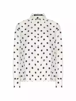 Шелковая рубашка с принтом полька Dolce&Gabbana, белый