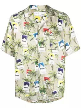 Шелковая рубашка с принтом RHUDE, нейтральный