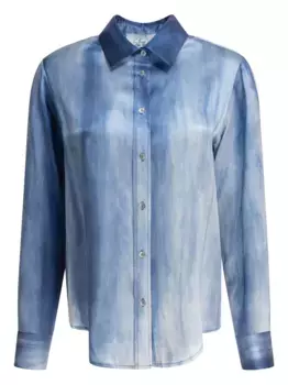 Шелковая рубашка с принтом тай-дай SLEEP NO MORE, синий