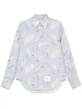 Шелковая рубашка с принтом THOM BROWNE, синий