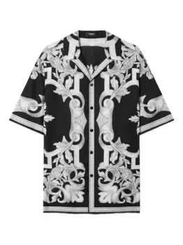 Шелковая рубашка с принтом VERSACE, черный