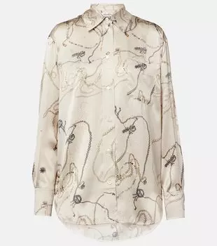 Шелковая рубашка с принтом Victoria Beckham, Pumice