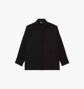 Шелковая рубашка с прямым подолом The Kooples, черный