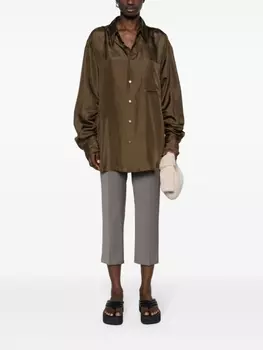 Шелковая рубашка с прямым воротником LEMAIRE, коричневый