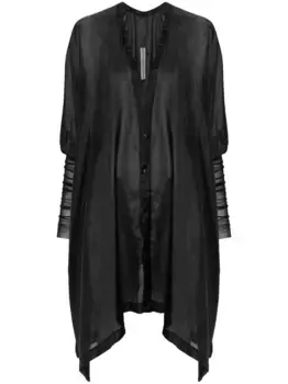 Шелковая рубашка с рукавами в рубчик Rick Owens, черный