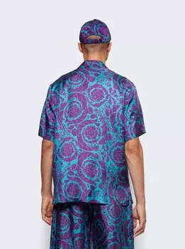 Шелковая рубашка с силуэтом Barocco Versace, цвет Teal And Plum