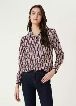 Шелковая рубашка с узором цвета экрю Network