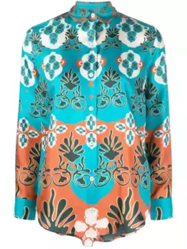 Шелковая рубашка с узором PAULA, синий