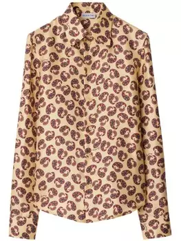 Шелковая рубашка с узором пейсли Burberry, нейтральный цвет