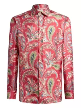 Шелковая рубашка с узором пейсли ETRO, красный