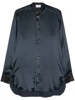 Шелковая рубашка с воротником-стойкой Pierre-Louis Mascia, синий