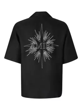 Шелковая рубашка с вышитым логотипом AMIRI, черный