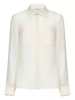 Шелковая рубашка с вышитыми карманами MAX MARA, нейтральный