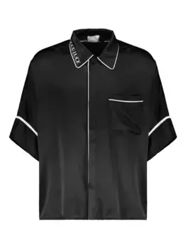 Шелковая рубашка с вышивкой MR. SATURDAY, черный