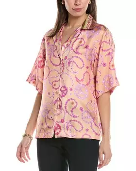 Шелковая рубашка Sandro, оранжевый