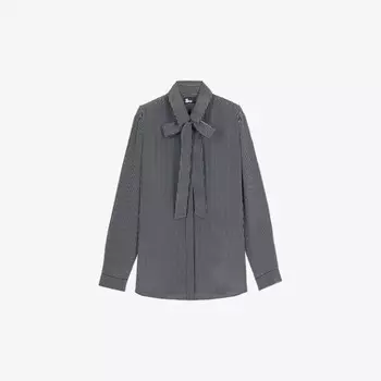 Шелковая рубашка со съемным воротником-лавальером The Kooples, черный