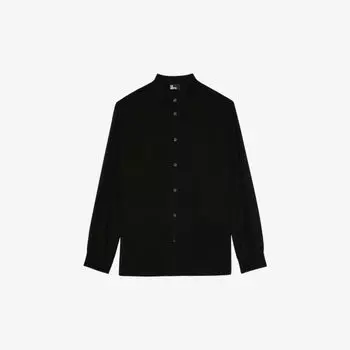 Шелковая рубашка со складками спереди и воротником-смокингом The Kooples, черный
