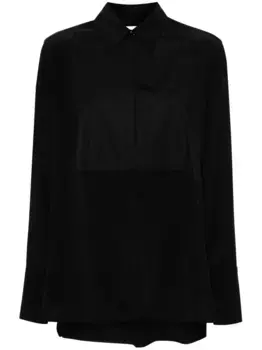 Шелковая рубашка со вставками VICTORIA BECKHAM, черный
