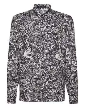 Шелковая рубашка Sugar Daddy Cut LS Tattoo PHILIPP PLEIN, черный
