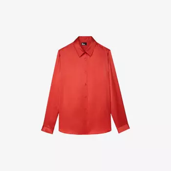 Шелковая рубашка свободного кроя с классическим воротником The Kooples, красный