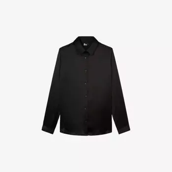 Шелковая рубашка свободного кроя с пуговицами в тон The Kooples, черный