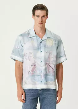 Шелковая рубашка свободного кроя с узором Таро Givenchy, голубой