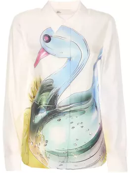 Шелковая рубашка Tory Burch Lucky Duck, белый