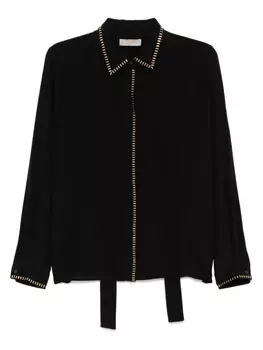 Шелковая рубашка, украшенная заклепками Elie Saab, черный
