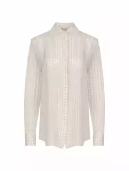 Шелковая рубашка в клетку Loro Piana, бежевый