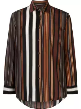 Шелковая рубашка в полоску ETRO, коричневый