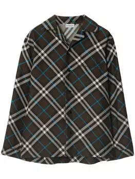 Шелковая рубашка в винтажную клетку Burberry, коричневый