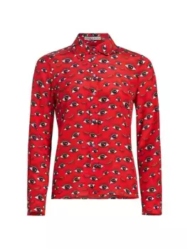 Шелковая рубашка Willa с абстрактным принтом Alice + Olivia, цвет eye candy