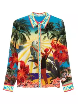 Шелковая рубашка Willa с принтом Alice + Olivia, зеленый