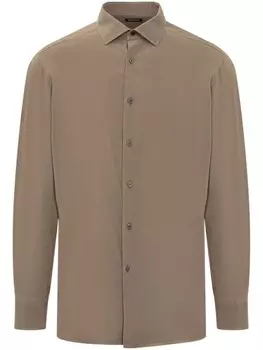 Шелковая рубашка Zegna, коричневый