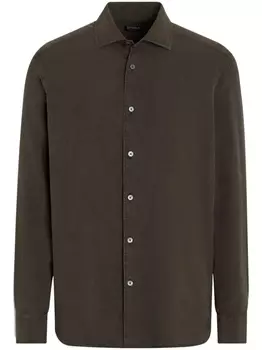 Шелковая рубашка Zegna, коричневый