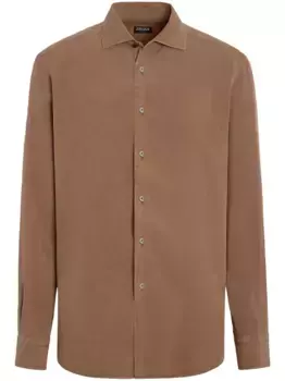Шелковая рубашка Zegna, коричневый