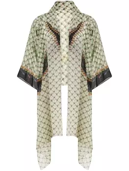 Шелковая шаль с цветочным принтом ETRO, зеленый