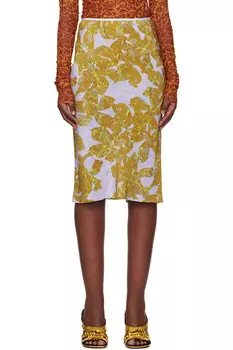 Шелковая шифоновая миди-юбка Dries Van Noten, цвет orca