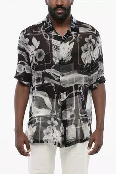 Шелковая шифоновая рубашка Off-White Patterned, черный/белый