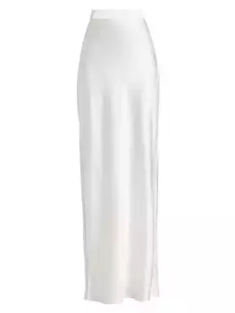 Шелковая юбка макси косого кроя Alejandra Alonso Rojas, экрю
