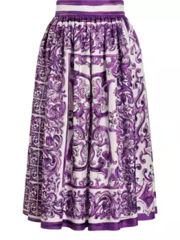 Шелковая юбка миди DOLCE & GABBANA, белый