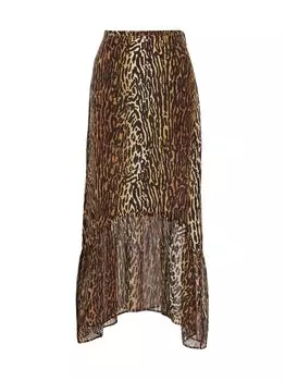 Шелковая юбка миди с леопардовым принтом Leandra Rixo